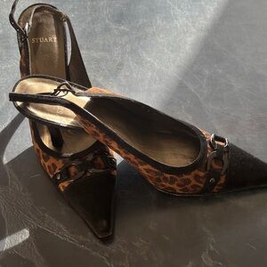 Stuart Weitzman Black and Brown Leopard Heels. 8.5 US